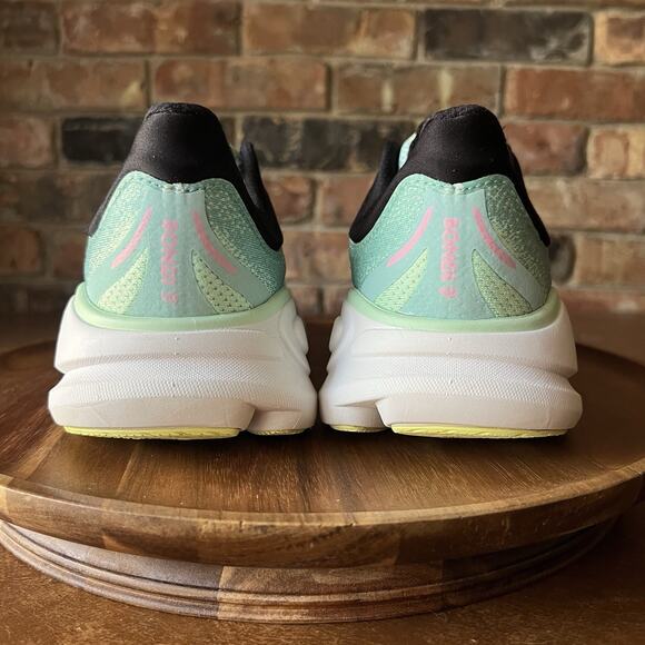 Hoka Bondi 9 Max Cushion Womens 7 Wide Green Pink Road Running Shoes Sneakers - Picture 8 of 16